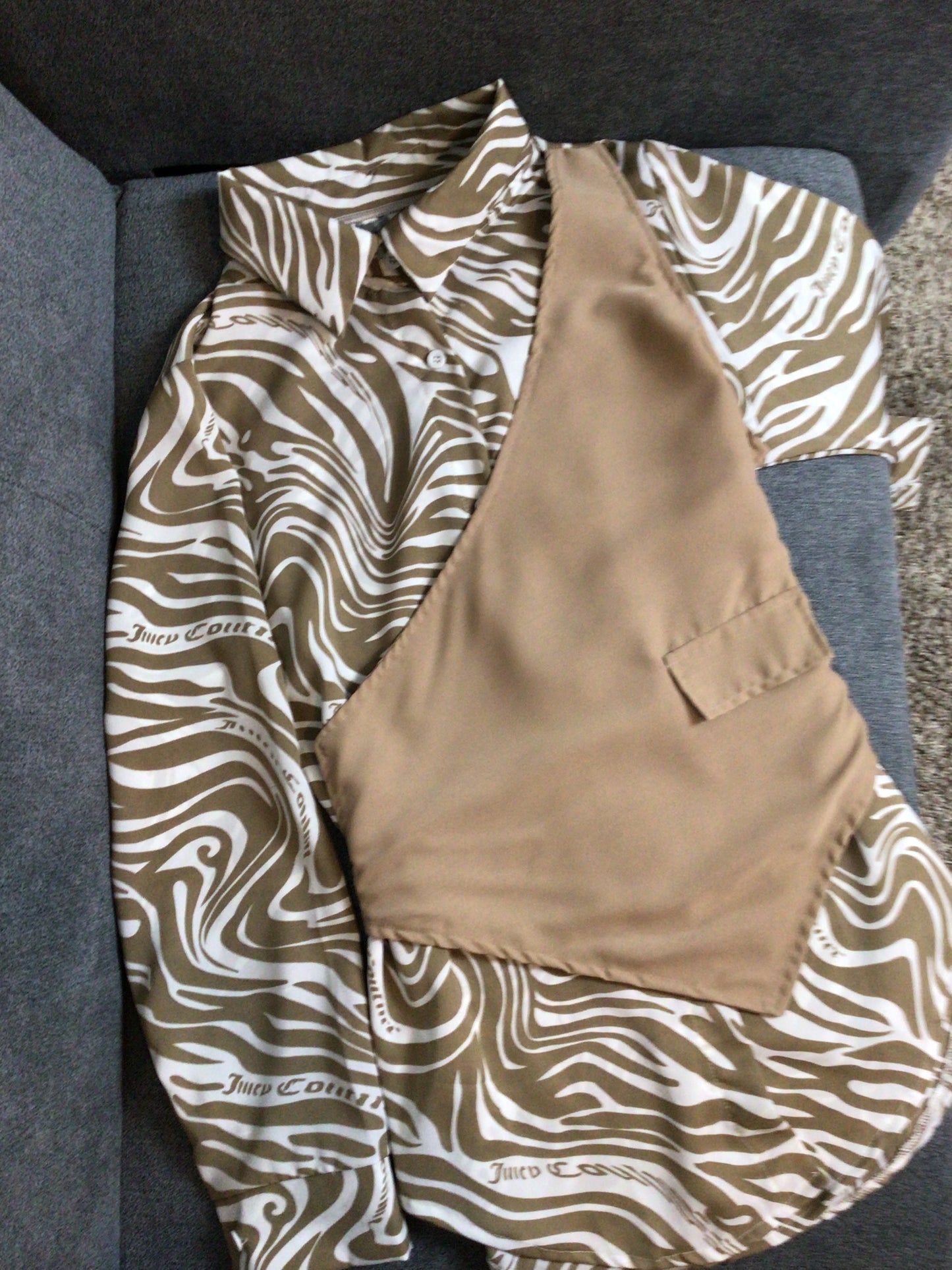 Shirt - Tan & White Zebra Pattern
